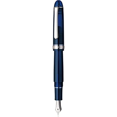 Abbildung von PLATINUM Japanischer Füllfederhalter #3776 Century Rhodium Chartres Blue M/Blau / 0,34 0,44 mm/Handgefertigt/Feder aus 14 Karätigem Gold/mit Geschenkbox/Füllhalter