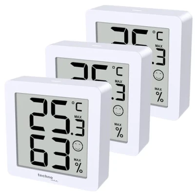 Abbildung von 3er Set WS9425, Thermometer, Hygrometer, extra klein, Magnethalterung, 3 x WS9425 in einer Verpackung