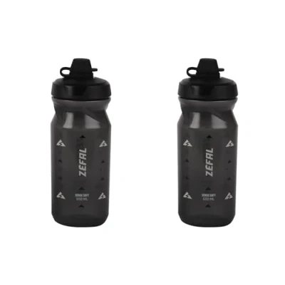 Abbildung von ZEFAL Pack Sense Soft 65 No Mud Doppelpack Fahrrad und Mountainbike Trinkflaschen Weiche geruchlose Sportflasche BPA freie Wasserflasche Silikonventil Rauchschwarz, 2 x 650ml