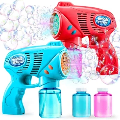 Abbildung von JOYIN (2*148 ml) 2 Seifenblasenpistole für Kinder mit Seifenblasenflüssigkeit, Seifenblasenset Blasenparty,Seifenblasen Pistole Kinder, Sommer Themed Party, Indoor Outdoor Aktivitäten, Ostern