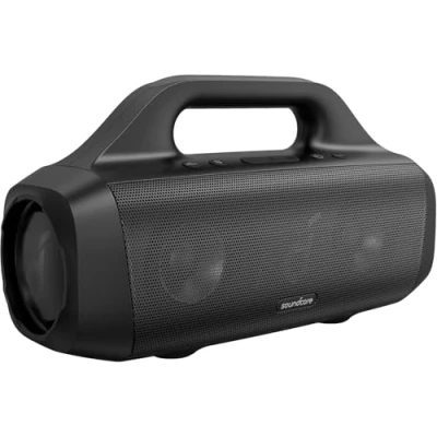 Abbildung von soundcore Motion Boom Bluetooth Lautsprecher von Anker, mit Titan Audiotreibern, BassUp Technologie, IPX7 Wasserschutz, 24h Akku, ideal für draußen, Garten, Strand