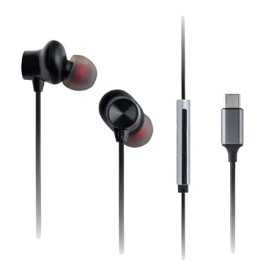 Abbildung von Panasonic RP TCM225DEK USB C Ohrhörer, In Ear kabelgebundene Kopfhörer mit integriertem Mikrofon &amp; Bedienung, kraftvoller Bass, anpassbare Passform, 1,2 m Kabel, Schwarz