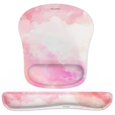 Abbildung von TECKNET Mauspad mit Handauflage, Gelkissen Mousepad und Ergonomische Memory Foam Tastatur Handgelenkauflage Set, Wasserdicht Mausunterlage für Computer Laptop