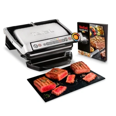 Abbildung von Tefal OptiGrill+ Kontaktgrill, 6 Programme, Garstufenanzeige, Abnehmbare Platten, Manueller Modus, Elektrogrill, Edelstahl, GC712D12