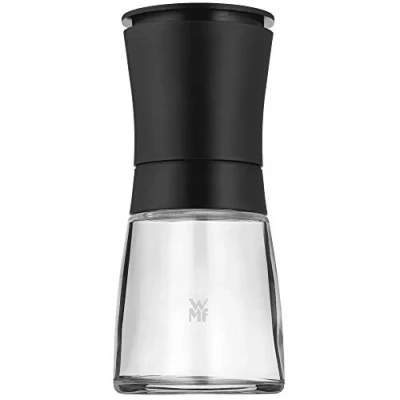 Abbildung von WMF Trend Salzmühle Pfeffermühle 14 cm, unbefüllt, Gewürzmühle, Keramikmahlwerk, Kunststoff, Glas, schwarz
