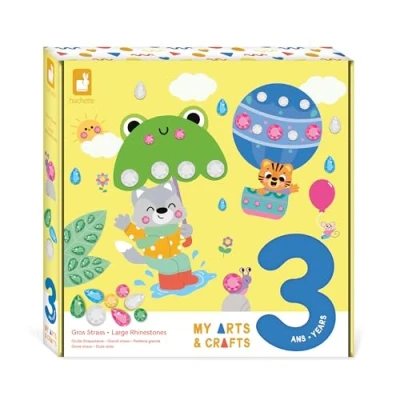 Abbildung von Janod My Arts &amp; Crafts Ab 3 Jahren Große Strasssteine 4 Bilder Kreativset für Kinder Förderung der Feinmotorik und Konzentration J09145
