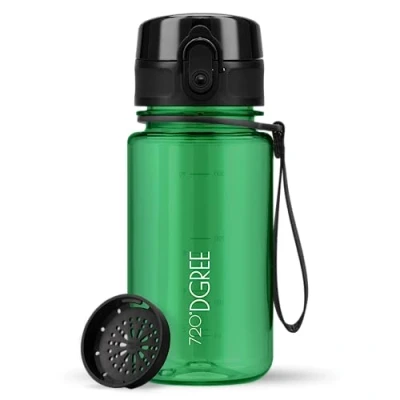 Abbildung von 720DGREE Kinder Trinkflasche 350ml “uberBottle“ crystalClear +Sieb BPA Frei, Auslaufsicher Für Schule, Kindergarten, Mädchen &amp; Jungs ab 3 Jahre Kleine Wasserflasche Leicht, Stoßfest
