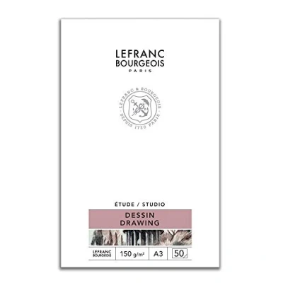 Abbildung von Lefranc Bourgeois 301336 Studio Zeichenblock 50 Blatt A3, gebunden,150 g/m², feinkörnige Oberfläche zum Zeichnen mit Bleistiften, Kreide, Kohle und anderen Trockentechniken