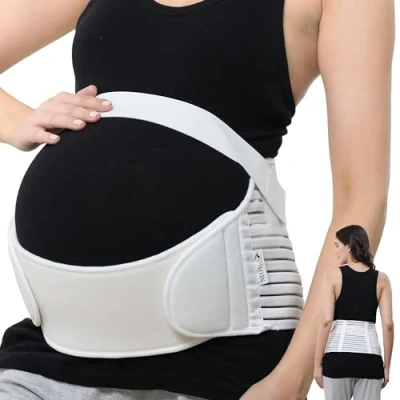Abbildung von NEOtech Care Bauchgurt für die Schwangerschaft stützt Taille, Rücken &amp; Bauch Schwangerschaftsgurt (Elfenbein, L)