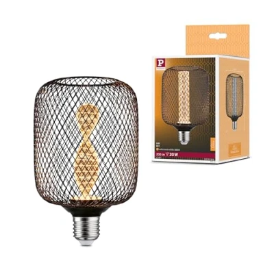 Abbildung von Paulmann 29083 Metallic Glow Edition Standard 230V LED Leuchtmittel Zyl E27 Spiral 4,2W 200lm 100mm Schwarz Metall 1800K