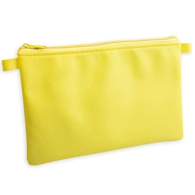 Abbildung von effektivo Banktasche mit Reißverschluss, Kunstleder gelb, 27 x 17 cm, passend für Dokumente bis DIN A5