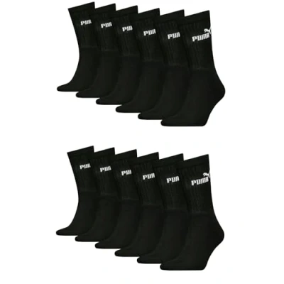 Abbildung von PUMA Unisex Crew Tennissocken Sportsocken Socken für Damen Herren 12 Paar, Farbe:200 black, &amp; Strümpfe:43 46