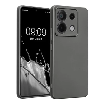 Abbildung von kwmobile Handyhülle kompatibel mit Xiaomi Redmi Note 13 Pro 5G / Poco X6 Hülle weiche Silikon Case metallisch schimmernd in Metallic Grau