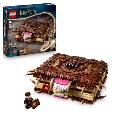 Abbildung von LEGO Harry Potter Beißendes Monsterbuch der Monster Interaktives Spielzeug mit Rückziehmotor und beißendem Mund Neville Longbottom Mini Figur Geschenk für Kinder, Fans 76449