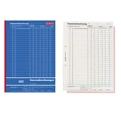 Abbildung von Herlitz 882415 Kassenabrechnungsbuch 502, Karton, A4, 2x50 Blatt blau