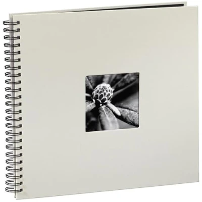 Abbildung von Hama Fotoalbum Jumbo 36x32 cm (Spiral Album mit 50 schwarzen Seiten, Fotobuch Pergamin Trennblättern, zum Einkleben und Selbstgestalten) kreide