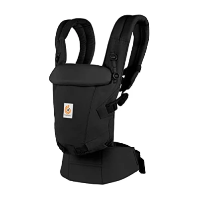 Abbildung von Ergobaby Adapt Babytrage für Neugeborene ab Geburt, 3 Positionen SoftTouch Cotton Ergonomische Babybauchtrage Rückentrage Baby Tragetasche, Onyx Black
