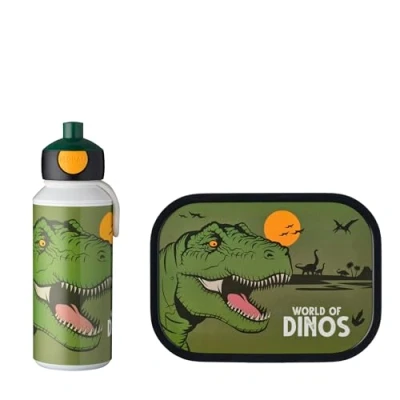 Abbildung von Mepal Lunch Set Campus für Kinder mit Pop up Trinkflasche &amp; Box die Schule oder unterwegs Spülmaschinenfest BPA frei 400 ml + 750 Dino