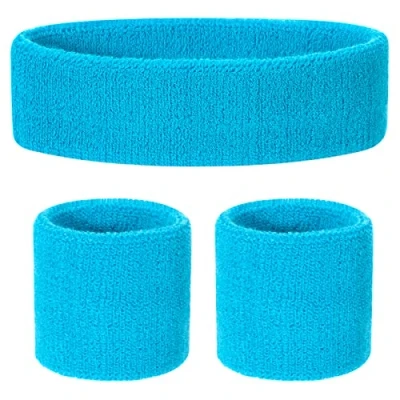 Abbildung von ONUPGO Kinder Schweißbänder Stirnband Armband Set Athletisches Baumwollschweißband für Sport (1 + 2 Armbänder)