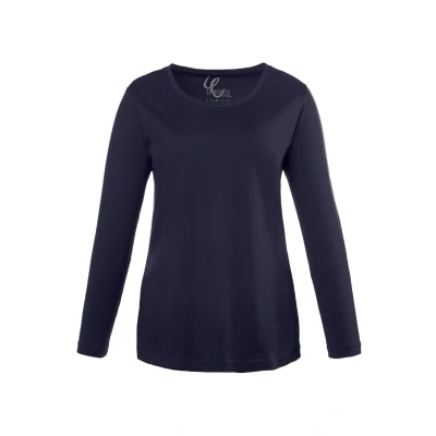 Abbildung von Ulla Popken Damen Langarm shirt, Blauschwarz, 46 48 EU