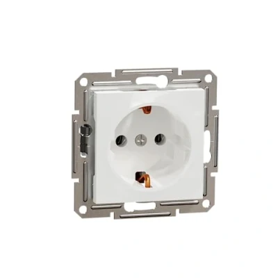 Abbildung von Schneider Electric Asfora Schuko Steckdose, Unterputz, Schraubklemmen, 16A, 2 polig+E, weiss, Artikelnummer EPH2970121D