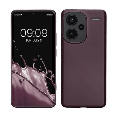 Abbildung von kwmobile Case kompatibel mit Xiaomi Redmi Note 13 Pro+ 5G / Pro Plus Hülle Schutzhülle aus Silikon metallisch schimmernd Handyhülle Metallic Brombeere