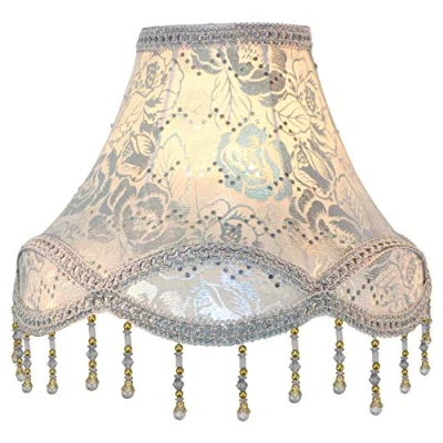 Abbildung von Eastlion 11.8&quot; Retro Palace Anhänger Handgefertigte E14/E27 Lampenschirm für Tischleuchten,Stehleuchten,Wandleuchten,12x30x23cm Silber