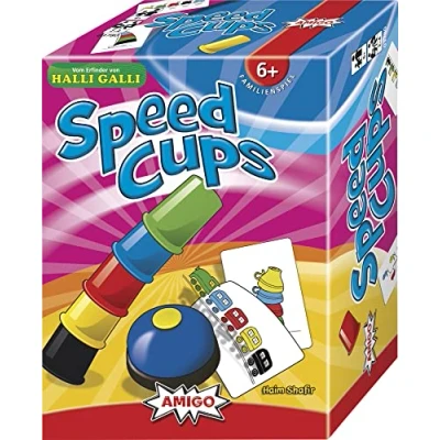 Abbildung von AMIGO 03780 Speed Cups, Geschicklichkeitsspiel, 2 bis 4 Spieler, Blau, Grün, Gelb, Rot, Lila