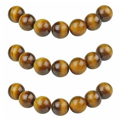 Abbildung von MJDCB Perlen zum Auffädeln 8mm 45 stück Gelbe Tigerauge Halbedelsteine mit Loch Natürliche Lose Runde Steinperlen für Herstellung Schmuck Armbänder Halsketten