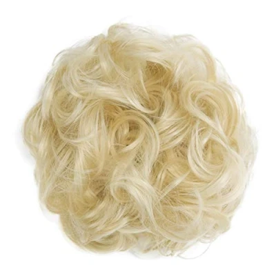 Abbildung von CAISHA Haarteil Haargummi Hochsteckfrisuren Brautfrisuren Voluminös Gelockt Unordentlich Dutt Kunstfaser DM15cm Platinblond G18A