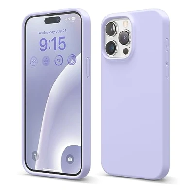 Abbildung von elago Schutzhülle aus Flüssigsilikon, kompatibel mit iPhone 15 Pro Max, Premium Qualität, Rundumschutz [stoßfeste Struktur 4 Schichten], weiches Mikrofaserfutter, Kratzfest, Violett