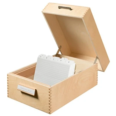 Abbildung von HAN Holz Karteikasten für 1500 DIN A5 quer Karteikarten inkl. 1 Metallblattstütze, mit Beschriftungsfeld und Metallboden, FSC zertifiziertes Holz, hochwertige premium Qualität, 1005, Naturholz