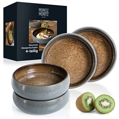 Abbildung von Moritz &amp; SOLID 4x Kleine Schalen 300ml Dip Schälchen aus Steinzeug für Dessert, Snack, Suppe, Salat, EIS, Tapas und Antipasti