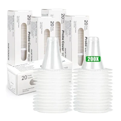 Abbildung von 200 Stück Braun Fieberthermometer Schutzkappen, Ohr, Thermometer Ohren, Ersatzschutzkappen für alle Ohrthermometer