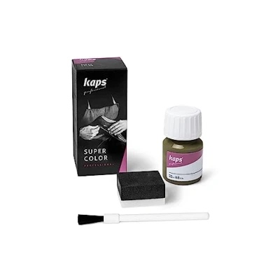 Abbildung von Kaps Super Color Lederfarbe für Naturleder, Synthetik und Textil, Lederfärber, 25 ml, Oliv 134