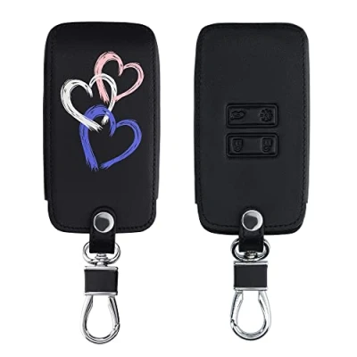 Abbildung von kwmobile Autoschlüssel Hülle kompatibel mit Renault 4 Tasten Smartkey (nur Keyless Go) Kunstleder Schutzhülle Schlüsselhülle Pinsel Herzen Violett Weiß Schwarz