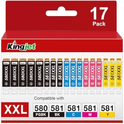 Abbildung von KINGJET PGI 580 CLI 581 XXL Kompatibel für Canon Druckerpatronen Multipack TR8550 Pixma TS6350a TS6150 TS6350 TS705 TS9550 TS6250 TS6351 TR7550 TS6151 TS705a