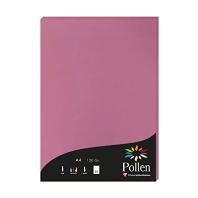 Abbildung von Clairefontaine 44281C Packung mit 50 Karten Pollen 120g, DIN A4, 21 x 29,7cm, Hortensienrosa