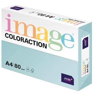 Abbildung von Image Coloraction Lagoon farbiges Kopierpapier DIN A4, 210 x 297 mm, 80 g/m² buntes, holzfreies Druckerpapier für Kopierer 500 Blatt Hellblau