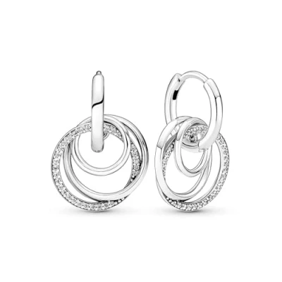 Abbildung von PANDORA Familie Für Immer Verschlungene Creolen aus Sterling Silber, Kompatibel mit Moments Armbänder