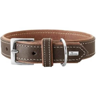 Abbildung von HUNTER PORTO Hundehalsband, Leder, nachhaltig, 30 (XS), dunkelbraun/cognac