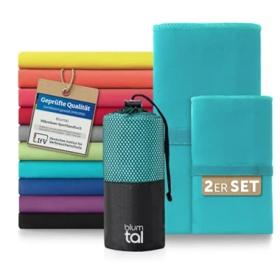 Abbildung von Blumtal Mikrofaser Handtuch leicht &amp; extra saugstark schnelltrocknende Microfaser Handtücher optimal als Fitness Handtuch/Strandtuch Mikrofaser/Gym Towel Reisehandtuch kompakt Petrol