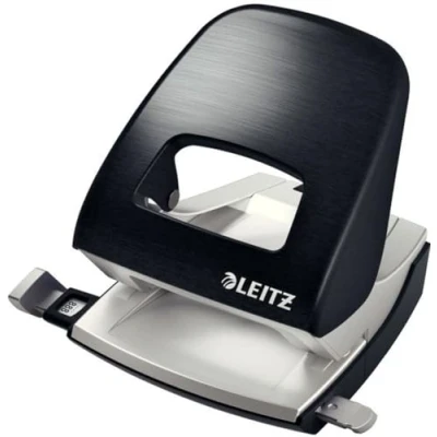 Abbildung von Leitz Büro Locher aus Metall, Für 30 Blatt, Anschlagschiene mit Formatangaben, Ergonomisches Design, Satin schwarz, Style Serie, 50066094