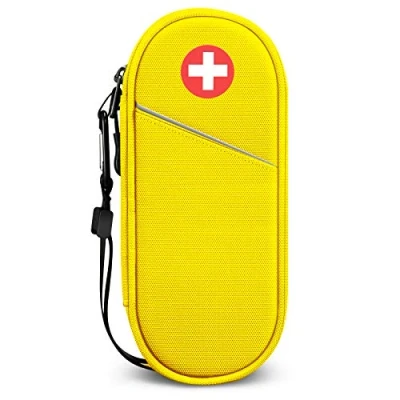 Abbildung von SITHON EpiPen Medical Tragetasche, tragbare Notfalltasche Isolierte Medikament Tasche Organizer für 2 EpiPens, Asthma Inhalator, Anti Histamin, Auvi Q, Allergy Medicine Essentials, (Gelb)