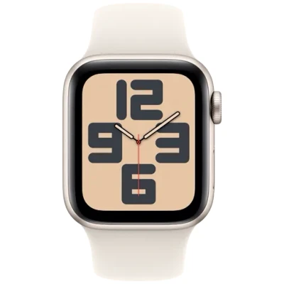 Abbildung von Apple Watch SE 2024 40mm Gold (Beiges Silikon Armband S/M)