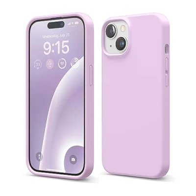 Abbildung von elago Flüssig Silikon Case Kompatibel mit iPhone 15 Hülle, Premium Handyhülle, Ganzkörper Schutzhülle [4 Lagige Stoßfeste Struktur], Kratzfestes Weiches Mikrofaserfutter (Licht Lila)