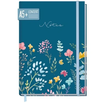 Abbildung von paper&amp;you® Notizbuch A5+ liniert mit Gummiband [Happy Flower] 156 Seiten 78 Blatt als Bullet Journal, Tagebuch, Notizheft nachhaltig &amp; klimafreundlich