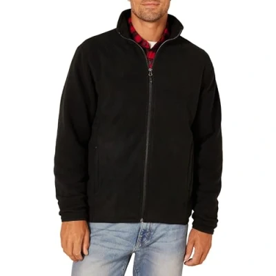 Abbildung von Amazon Essentials Herren Fleecejacke mit durchgehendem Reißverschluss (in Big und Tall erhältlich), Schwarz, XXL