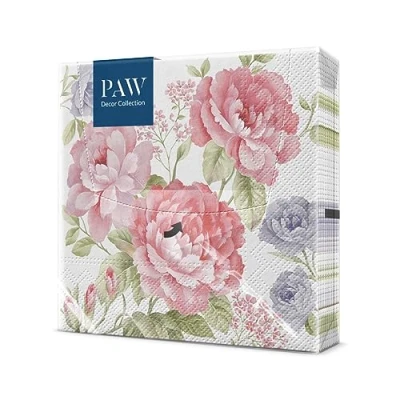 Abbildung von PAW Servietten 3 lagig (33 x 33 cm) I 20 Stück Perfekt für Geburtstage, Partys, Hochzeiten, Kommunion und Feiern Papierservietten Bunt Natur, Muster Farbe: Julietta