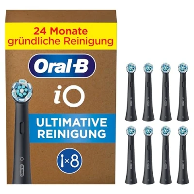 Abbildung von Oral B iO ultimative Reinigung Aufsteckbürsten für elektrische Zahnbürste, 8 Stück, Zahnreinigung, original Zahnbürstenaufsatz Zahnbürsten, briefkastenfähige Verpackung, Schwarz